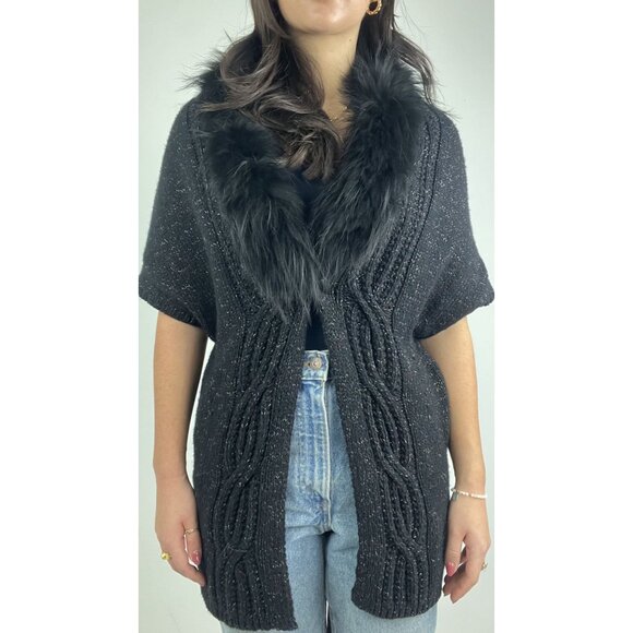 Olsen Europe Fur Trim Cardigan Sweater - Picture 9 of 16